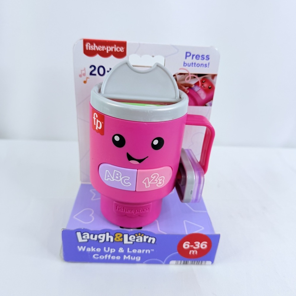 Fisher-Price Wake‎ Up & Learn Pink Coffee Mug Baby Toy Lights Music ABC 123